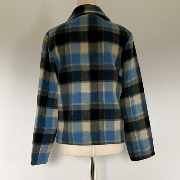 014 Lemon Grass Petite Wool Blend Plaid Oversized Flannel Shirt Shacket - Picture 5 of 14